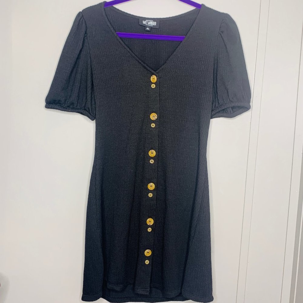 Street Wanderer Black Shirt Dress L